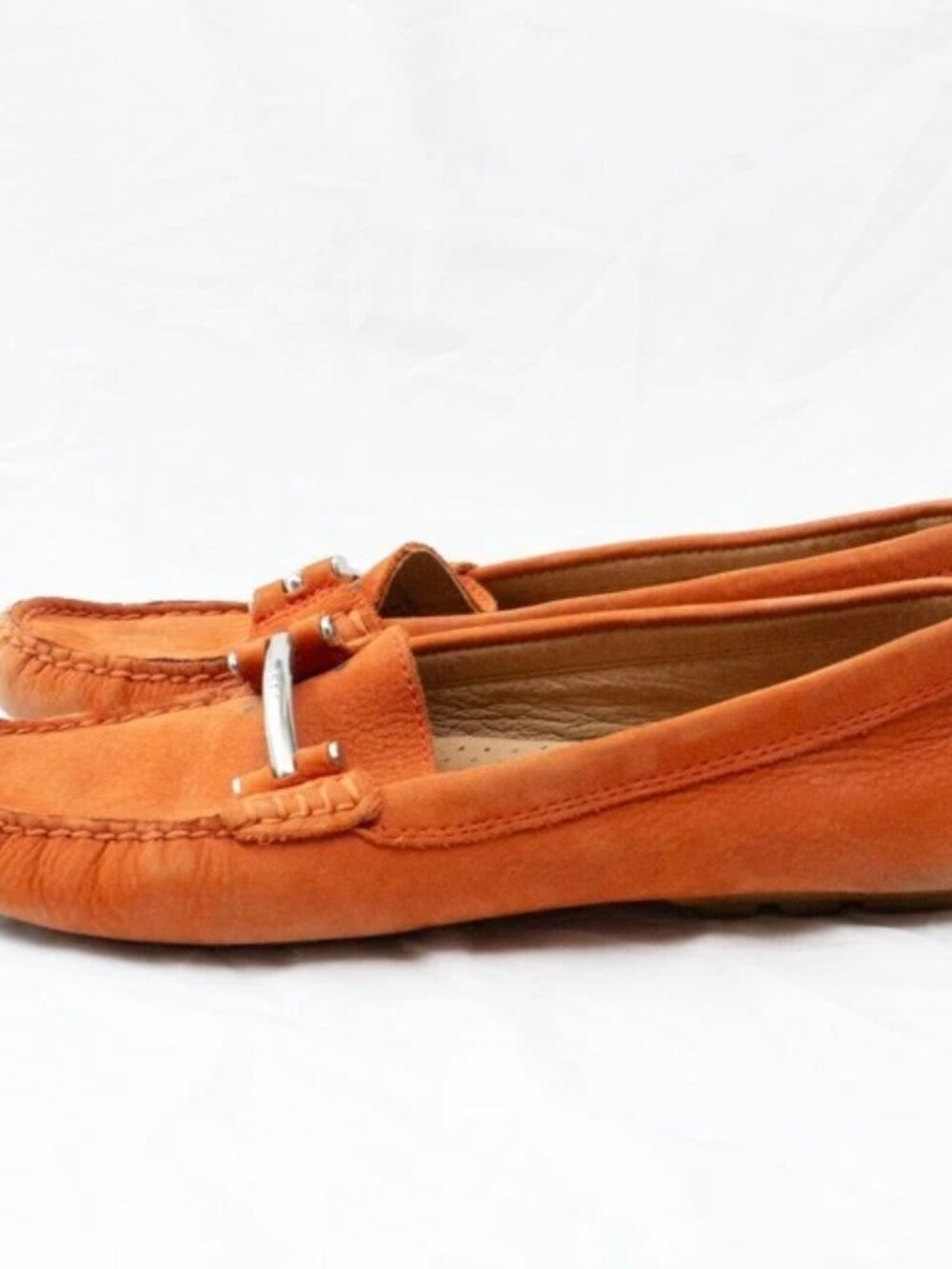 Lauren Ralph Lauren Caliana Orange Suede Leather Driving Loafers Shoes 8.5 B